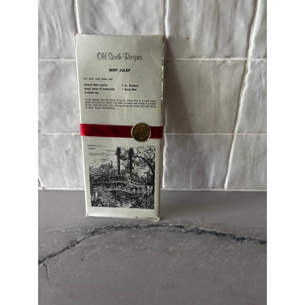 Vintage 1974 Old South Mint Julep Recipe Cocktail Napkins Set Mosher Wood